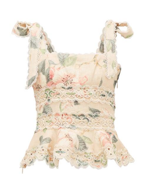 Matchesfashion.com Zimmermann - Kirra Floral-print Linen Crop Top - Womens - Yellow Print