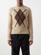Stefan Cooke - Argyle Knitted-cotton Sweater - Mens - Tan Multi
