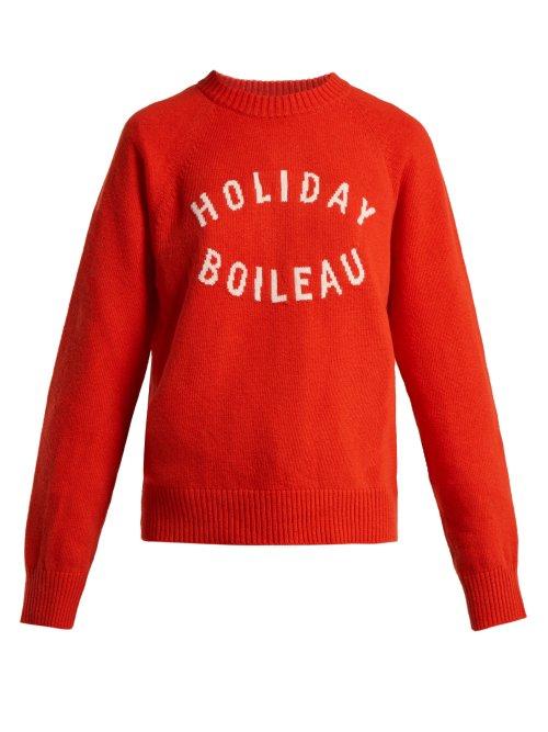 Matchesfashion.com Holiday Boileau - Logo Intarsia Virgin Wool Sweater - Womens - Red