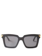 Bottega Veneta - Ribbon Square Acetate Sunglasses - Womens - Black