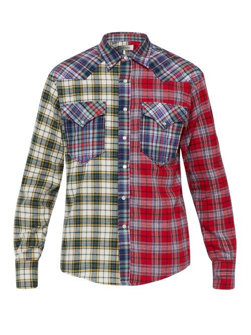 Matchesfashion.com Isabel Marant - Billy Patchwork Checked Cotton Shirt - Mens - Red Multi