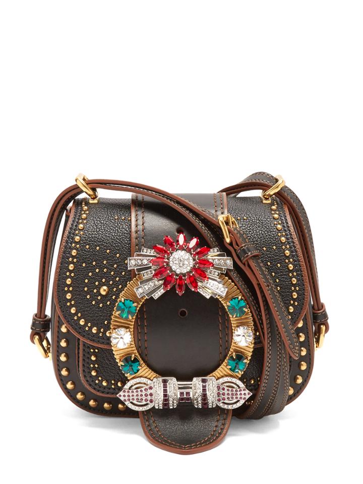 Miu Miu Dahlia Embellished Leather Cross-body Bag