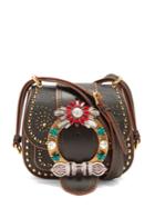 Miu Miu Dahlia Embellished Leather Cross-body Bag