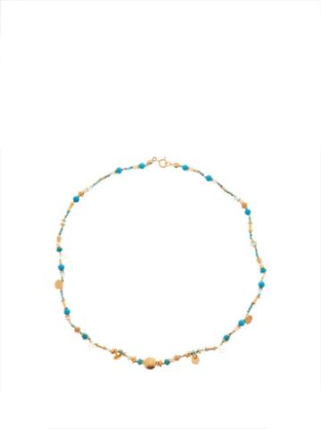 Matchesfashion.com Katerina Makriyianni - Beaded 24kt Gold-vermeil Necklace - Womens - Blue Multi