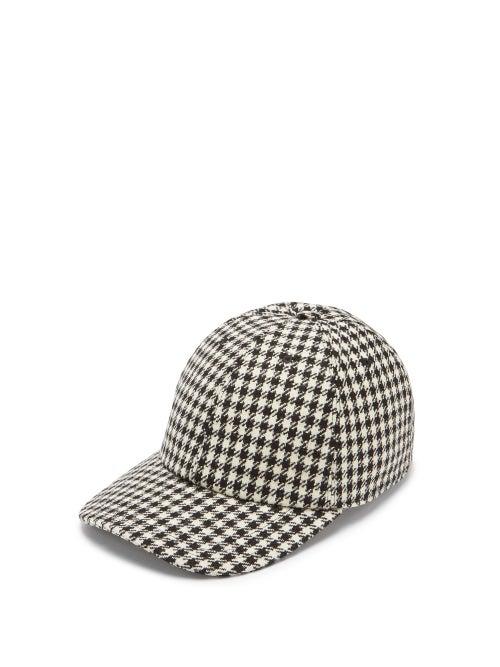 Matchesfashion.com Thom Browne - Houndstooth-check Cotton Baseball Cap - Mens - Black White