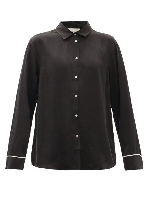 Ladies Lingerie Asceno - London Silk Pyjama Top - Womens - Black