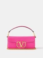 Valentino Garavani - Loc V-logo Leather Shoulder Bag - Womens - Fuchsia