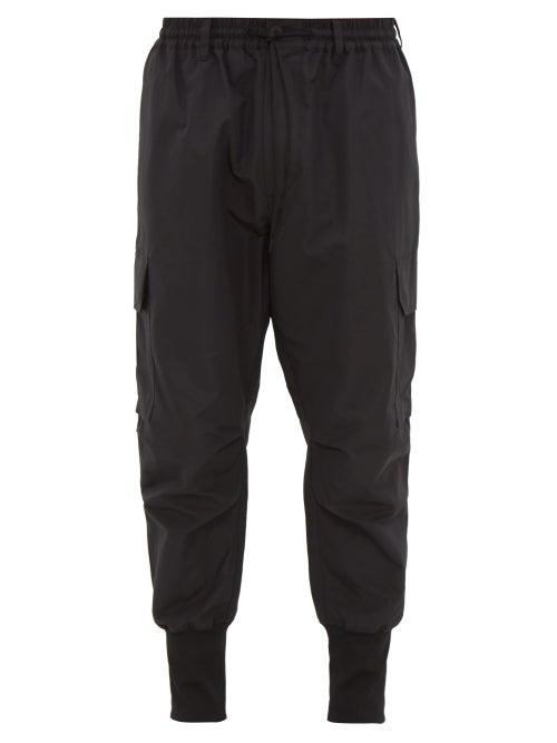 Matchesfashion.com Y-3 - Logo Print Cotton Blend Cargo Track Pants - Mens - Black