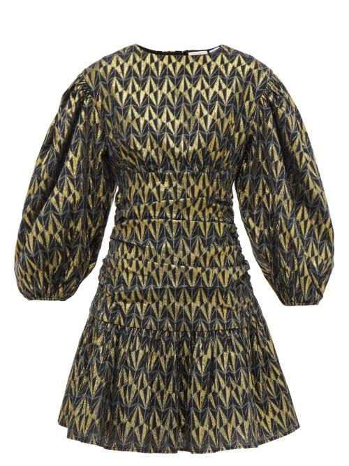 Matchesfashion.com Rhode - Donna Balloon-sleeve Cotton-blend Brocade Dress - Womens - Black Multi