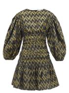Matchesfashion.com Rhode - Donna Balloon-sleeve Cotton-blend Brocade Dress - Womens - Black Multi