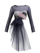 Matchesfashion.com Germanier - Bead Embellished Bandeau Panel Tulle Top - Womens - Black