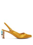 Gabriela Hearst Elisabeth Stone-embellished Slingback Satin Pumps