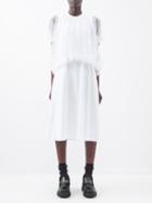 Noir Kei Ninomiya - Gathered-waist Cotton And Tulle Sleeveless Dress - Womens - White