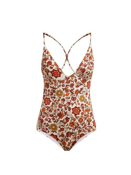 Matchesfashion.com Dodo Bar Or - Tata Floral Print Swimsuit - Womens - Orange Print