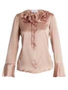 Luisa Beccaria Ruffled Tie-neck Silk-blend Satin Blouse