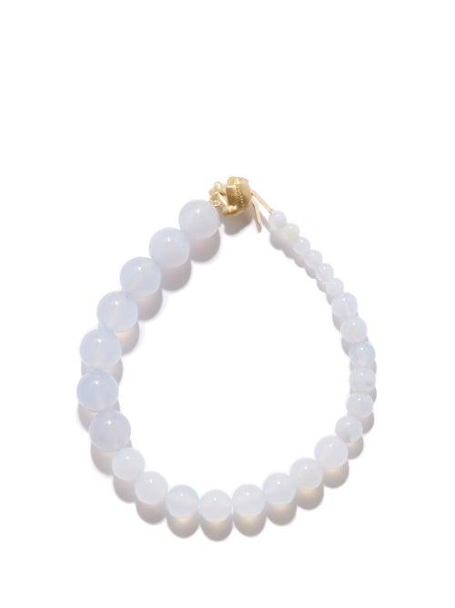 Completedworks - Agate & 14kt Gold-plated Beaded Bracelet - Mens - Blue