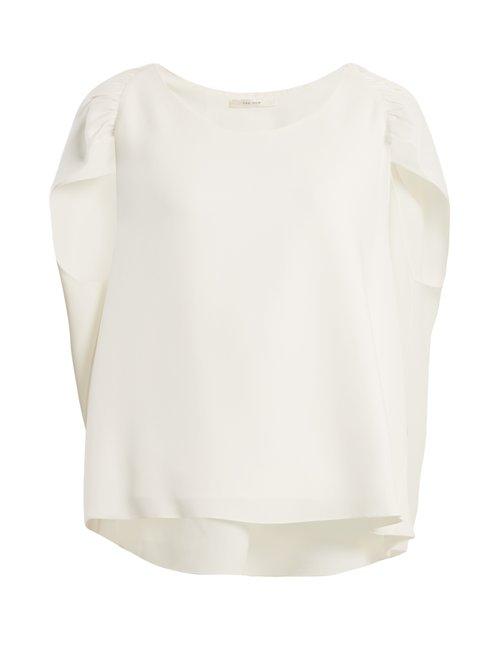 Matchesfashion.com The Row - Ada Cap Sleeve Draped Cady Top - Womens - Ivory