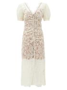 Matchesfashion.com Self-portrait - Crystal-embellished Guipure-lace Dress - Womens - Ivory
