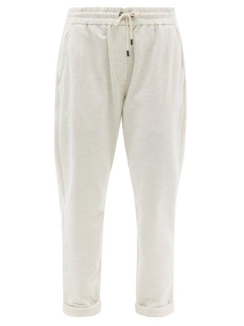 Ladies Rtw Brunello Cucinelli - Cotton-blend Jersey Track Pants - Womens - Light Beige