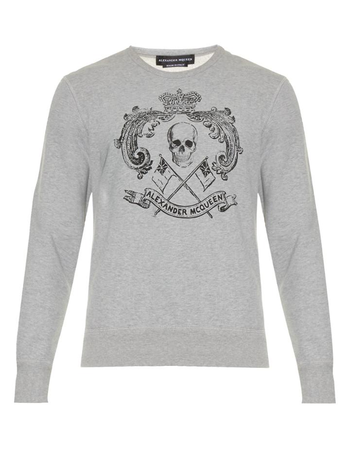 Alexander Mcqueen Crown Skull-print Cotton-jersey Sweatshirt