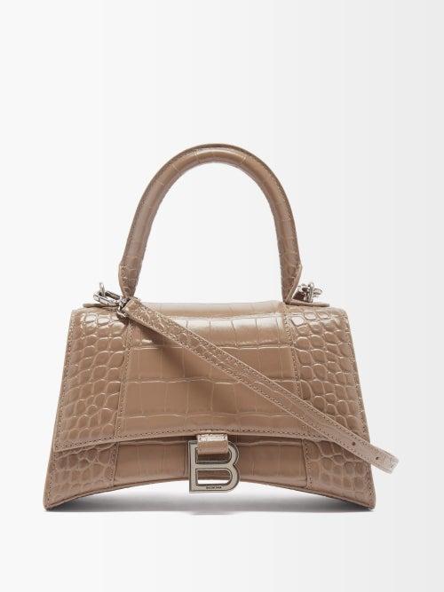 Balenciaga - Hourglass S Crocodile-effect Leather Bag - Womens - Beige