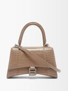 Balenciaga - Hourglass S Crocodile-effect Leather Bag - Womens - Beige