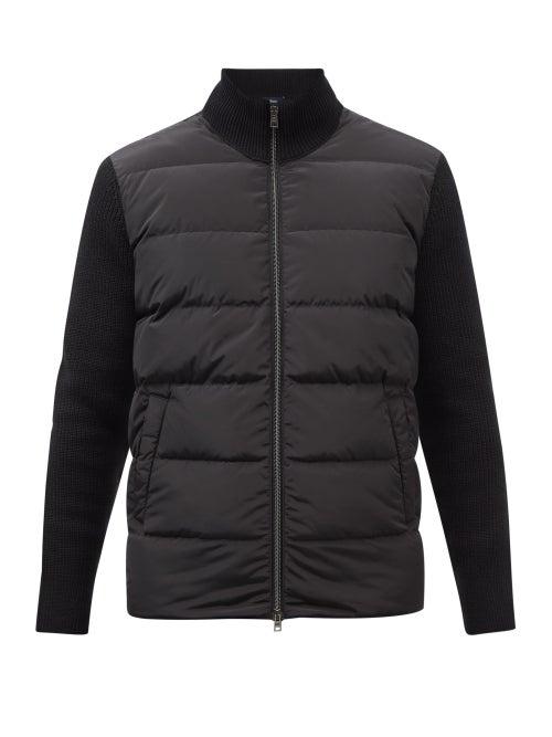 Herno - Quilted-down Panel Ribbed-wool Jacket - Mens - Black