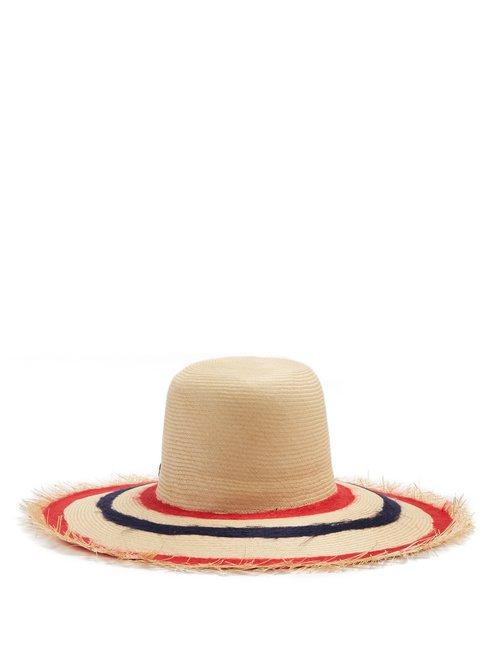 Matchesfashion.com Fil Hats - Bali Buntal Striped Wide Brimmed Straw Hat - Womens - Red Navy