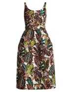 Oscar De La Renta Jungle-jacquard Scoop-neck Dress