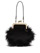 Matchesfashion.com Simone Rocha - Feather Trimmed Satin Flower Bag - Womens - Black
