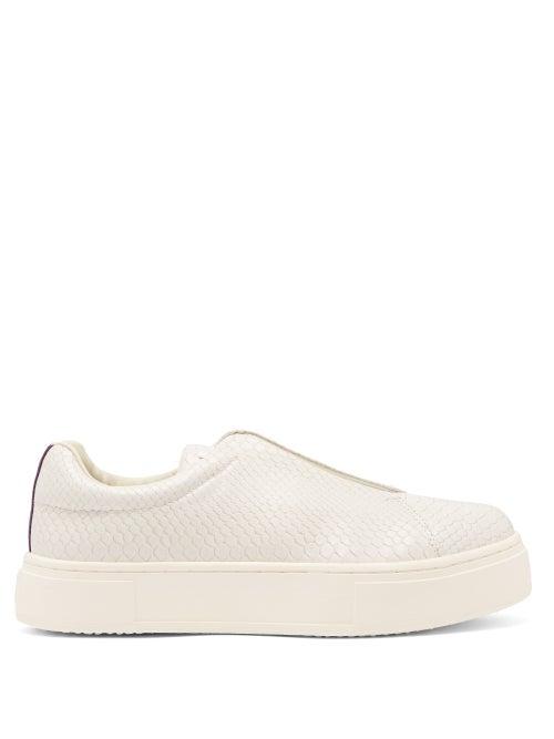 Matchesfashion.com Eytys - Doja Python Effect Leather Trainers - Womens - Cream