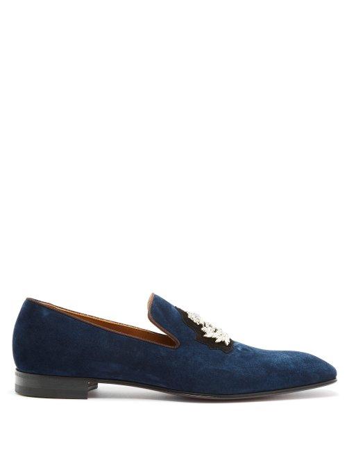 Matchesfashion.com Christian Louboutin - Dandelion Crystal Embellished Suede Loafer - Mens - Blue