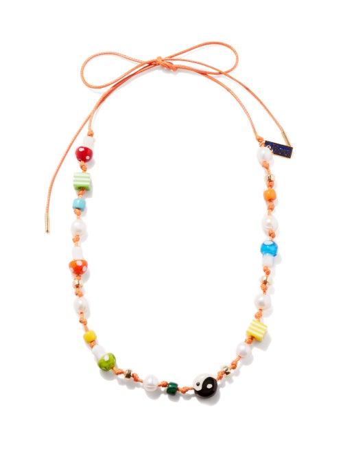 Liou - Keena Glass, Pearl And 14kt Gold-plated Necklace - Mens - Multi