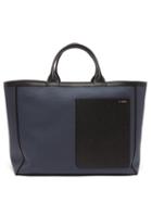 Matchesfashion.com Valextra - Shopping Canvas And Leather Tote Bag - Womens - Blue
