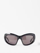 Balenciaga Eyewear - Oversized Wraparound Acetate Sunglasses - Mens - Black