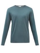 Sunspel - Long-sleeved Cotton-blend Jersey Pyjama Top - Mens - Blue