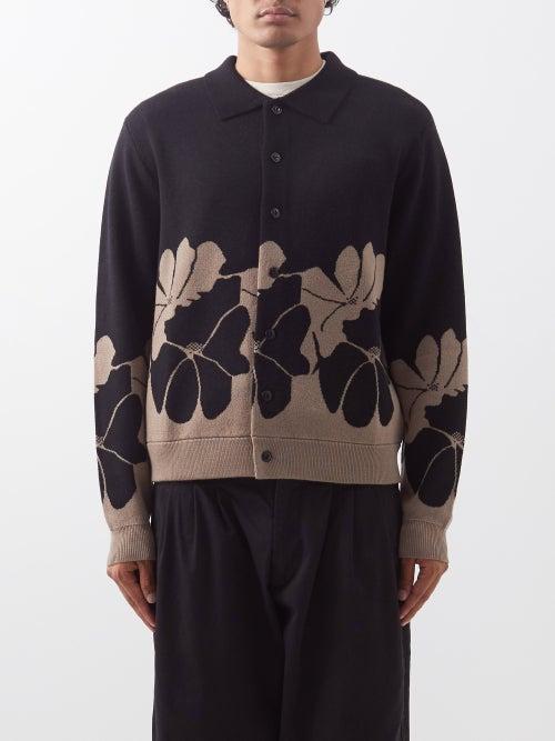 Ymc - Rat Pack Intarsia Merino Cardigan - Mens - Black Brown