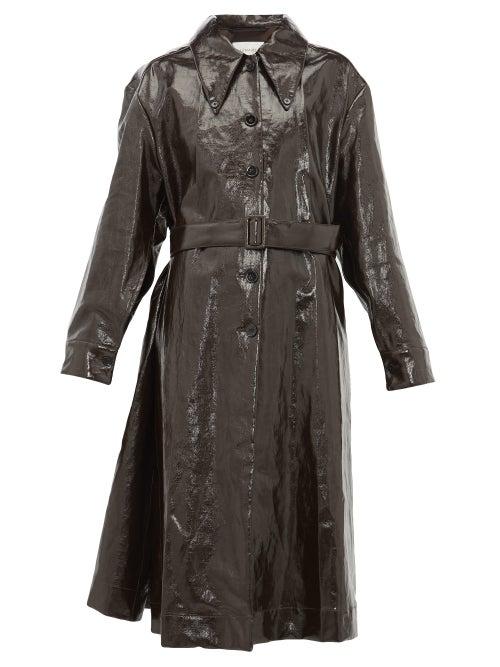 Matchesfashion.com Lemaire - Single Breasted Coated Canvas Coat - Womens - Dark Brown