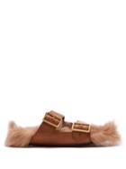 Matchesfashion.com Prada - Shearling Lined Leather Sandals - Womens - Tan