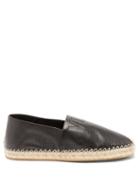 Matchesfashion.com Valentino Garavani - Vltn-debossed Grained-leather Espadrilles - Mens - Black Brown