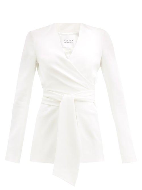 Matchesfashion.com Galvan - Greenwich Tie-sash Crepe Wrap Jacket - Womens - White