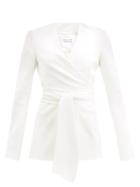 Matchesfashion.com Galvan - Greenwich Tie-sash Crepe Wrap Jacket - Womens - White