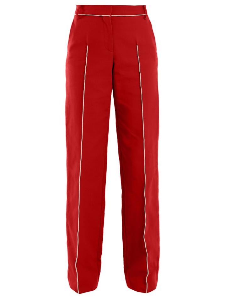 Valentino High-rise Straight-leg Cotton-blend Trousers