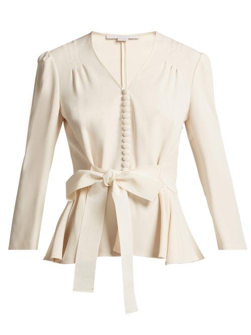 Matchesfashion.com Stella Mccartney - V Neck Bow Front Top - Womens - Ivory