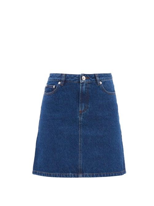 A.p.c. - Denim Mini Skirt - Womens - Dark Denim