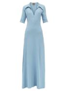Matchesfashion.com Albus Lumen - V-neck Cotton-terry Shirt Dress - Womens - Blue