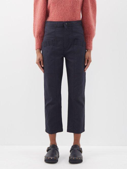 Isabel Marant Toile - Pandore Cropped Cotton-canvas Trousers - Womens - Black