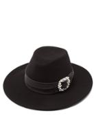 Maison Michel - Kyra Embellished-buckle Wool-felt Fedora Hat - Womens - Black
