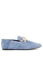 Matchesfashion.com Joseph - Chain Trimmed Suede Loafers - Womens - Light Blue