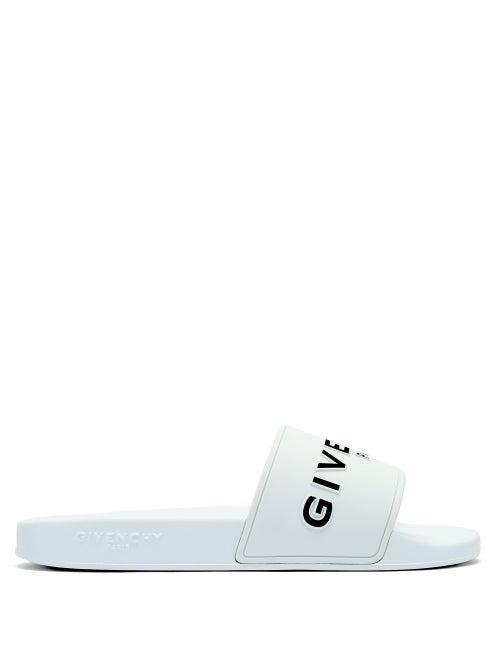 Mens Shoes Givenchy - Logo-embossed Rubber Slides - Mens - White